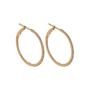 1" Thin Diamond Hoops in 18K Yellow Gold