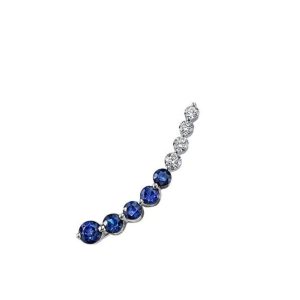 Single Floating Diamond and Blue Sapphire Earring - For The Left Ear
