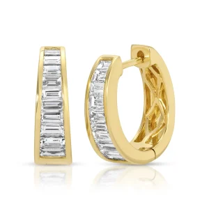 Baguette Diamond Meryl Huggies in 18K Yellow Gold