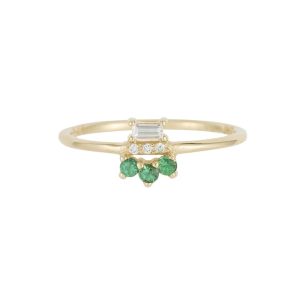 Emerald Baguette Lace Ring - Size 6