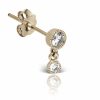 (Single) 3mm & 2mm Scalloped Set Diamond Stud in Yellow Gold