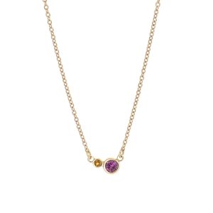 Mini Capella Necklace with Pink Sapphire and Citrine in 14K Yellow Gold