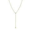 Short Lariat Necklace with Diamond Drop on Box Chain in 14K Yellow