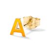 (Single) Enamel "S" Letter Stud in 14K Yellow Gold and Neon Orange Enamel