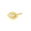 Single Diamond Evil Eye Protection Stud in 14K Yellow Gold
