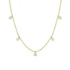 1.5mm Bead Chain Necklace with 5 2.4mm Floating Diamonds in 14K Yellow