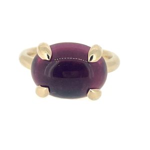 Oversized Cabochon Ring in Tourmaline 14K Yellow Gold - Size 6