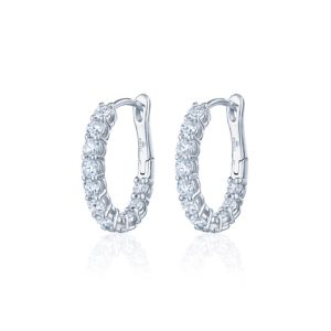Petite Diamond Hoops in 18K White Gold