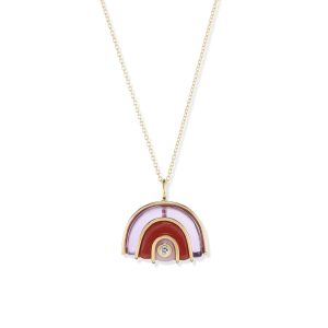 Small Marianne Necklace with Pink Opal, Amethyst, Rainbow Moonstone