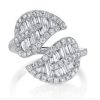 Large Leaf Diamond Ring in 18K White Gold - Size 6