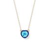 Blue Topaz Heart Cocktail Necklace in 14K Yellow Gold