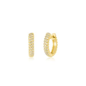 Diamond Twist Huggie Earrings in 14K Yellow Gold