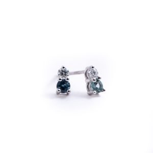 Mini Capella Studs in Montana  Sapphire & Diamond in 14K White Gold