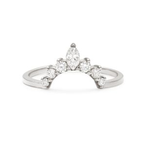 Marquise Tiara Band in 14K White Gold with White Diamonds