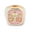 Pink Opal “Not Today” Signet Ring in 18K Yellow Gold - Size 6