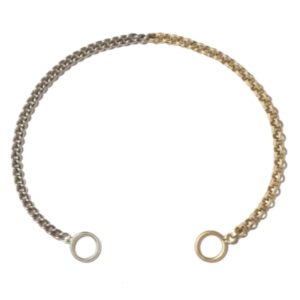 Mixed Up Half & Half Chain Sterling Silver & 14K Yellow Gold with Cylinder in 6"