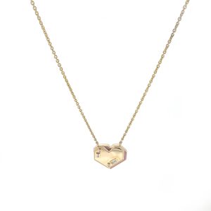 Heart Necklace with Pink Opal in 18K Yellow Gold