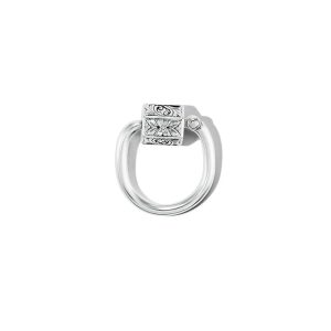 Embossed Chubby Trundle Lock Ring in Silver