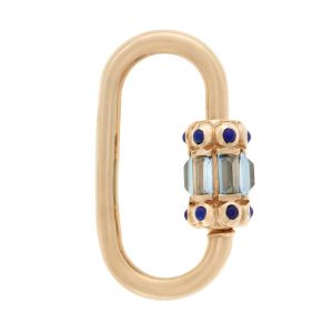 Hatshepsut Lock in Yellow Gold in Aquamarine & Lapis