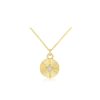 Diamond Fluted Disc Necklace in 14K Yellow Gold