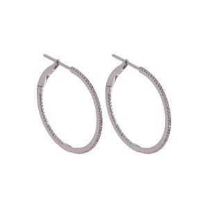 1" Thin Diamond Hoops in 18K White Gold