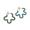 Two Tone Asymmetrical Flower Power Earrings In Emerald Green and Teal
