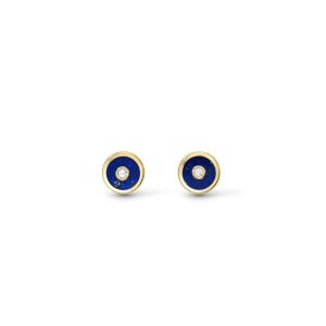 Mini Compass Earrings in Lapis