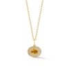 Diamond and Oval Citrine Gem Necklace in 14K Yellow Gold