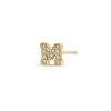 Pave Diamond Initial Letter Stud M 14K Yellow Gold