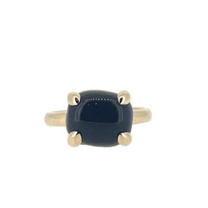 Oversized Cabochon Ring in Iolite in 14K Yellow Gold
