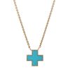 Turquoise Inlay Heirloom Necklace 14K Yellow Gold