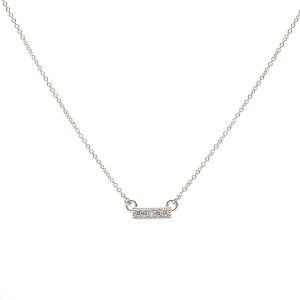 Mini Heirloom Bar Necklace in 14K White Gold