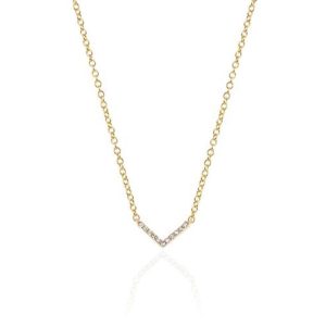 Mini  Diamond Chevron Necklace in 14K Yellow Gold