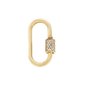 Medium Stoned Lock with Diamonds in 14K Yellow Gold