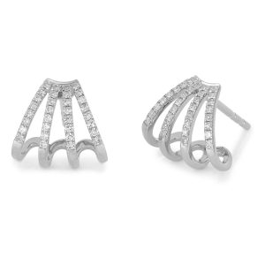 Diamond Multi Huggie Earrings in 14K White Gold (Pair)
