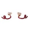 Tendril Crawler Earrings with Burgundy Red and Rock Crystal