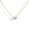 Mini Sweetheart Necklace with Diamond and Aquamarine in Yellow Gold