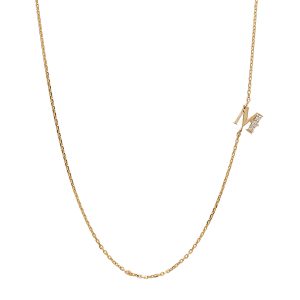 Ava Diamond Initial Necklace in 14K Yellow Gold