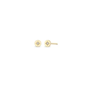 Itty Bitty Star Set Diamond Disc Studs
