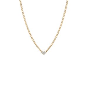 Bezel Set Diamond Curb Chain Necklace in 14K Yellow Gold
