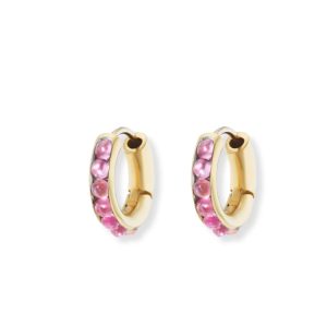 Huggies with Pink Tourmaline Cabochons