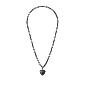 Mini Puffy Heart Necklace Black