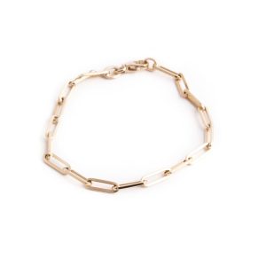 Large Solid Paperclip Chain Bracelet in 14K Yellow Gold - 7 Inch