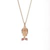 Skull with Pink Sapphire Bowtie Charm in 14K Yellow Gold