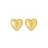 Puffy Heart Stud Earrings Gold