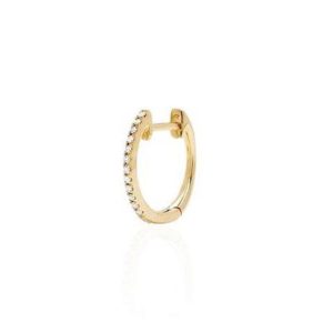 (Single) Mini Huggie with Diamonds in 14K Yellow Gold