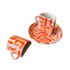 Orange and Pink Tete a Tete Coffee Cup