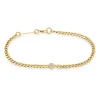 Small Box Chain Bracelet with a Floating Diamond in 14K Yellow Gold