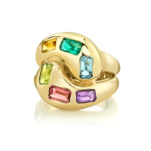 Multi-Color Gemstone Knot Ring