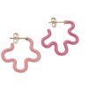 Two Tone Asymmetrical Flower Power Earrings In Light and Hot Pink